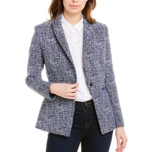 Nwt j. McLaughlin mulberry jacket blazer‎ Catalina cloth pen script print size 8 - Picture 1 of 8